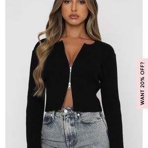 From The Heart Long Sleeve Knit Crop Black